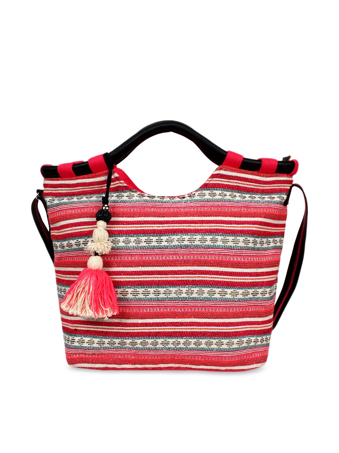 Anekaant Pink & Beige Self Design Sling Bag