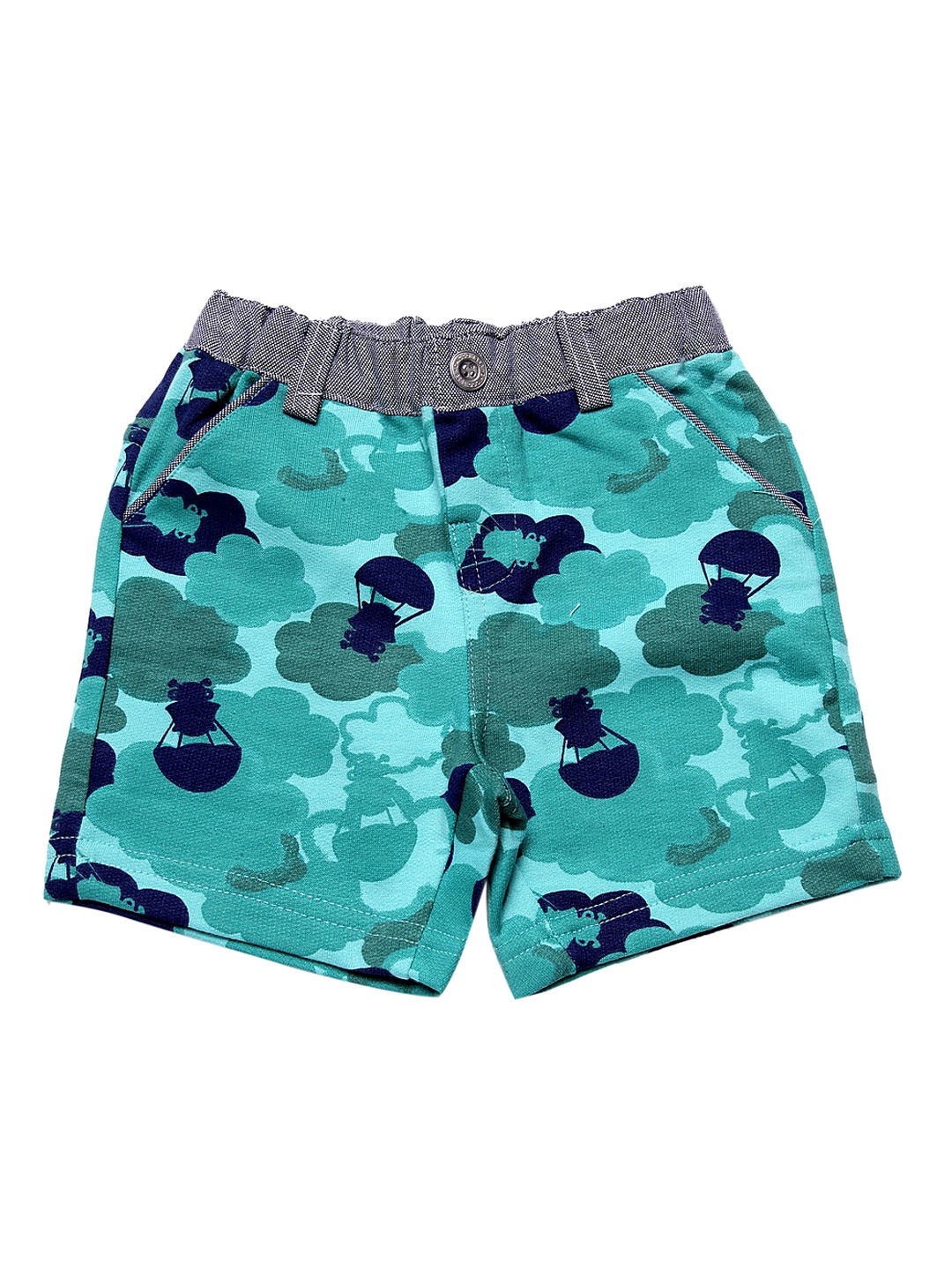 Chicco Boys Green Printed Regular Fit Regular Shorts