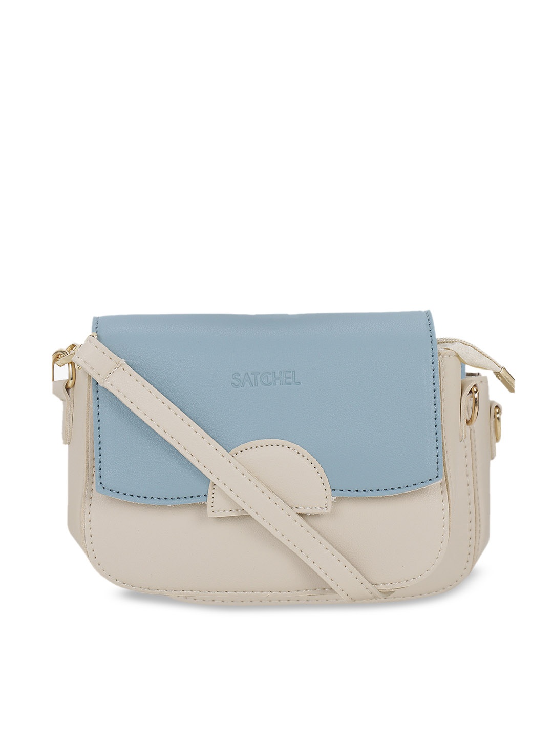 Satchel Bags Off-White & Blue Colourblocked Sling Bag