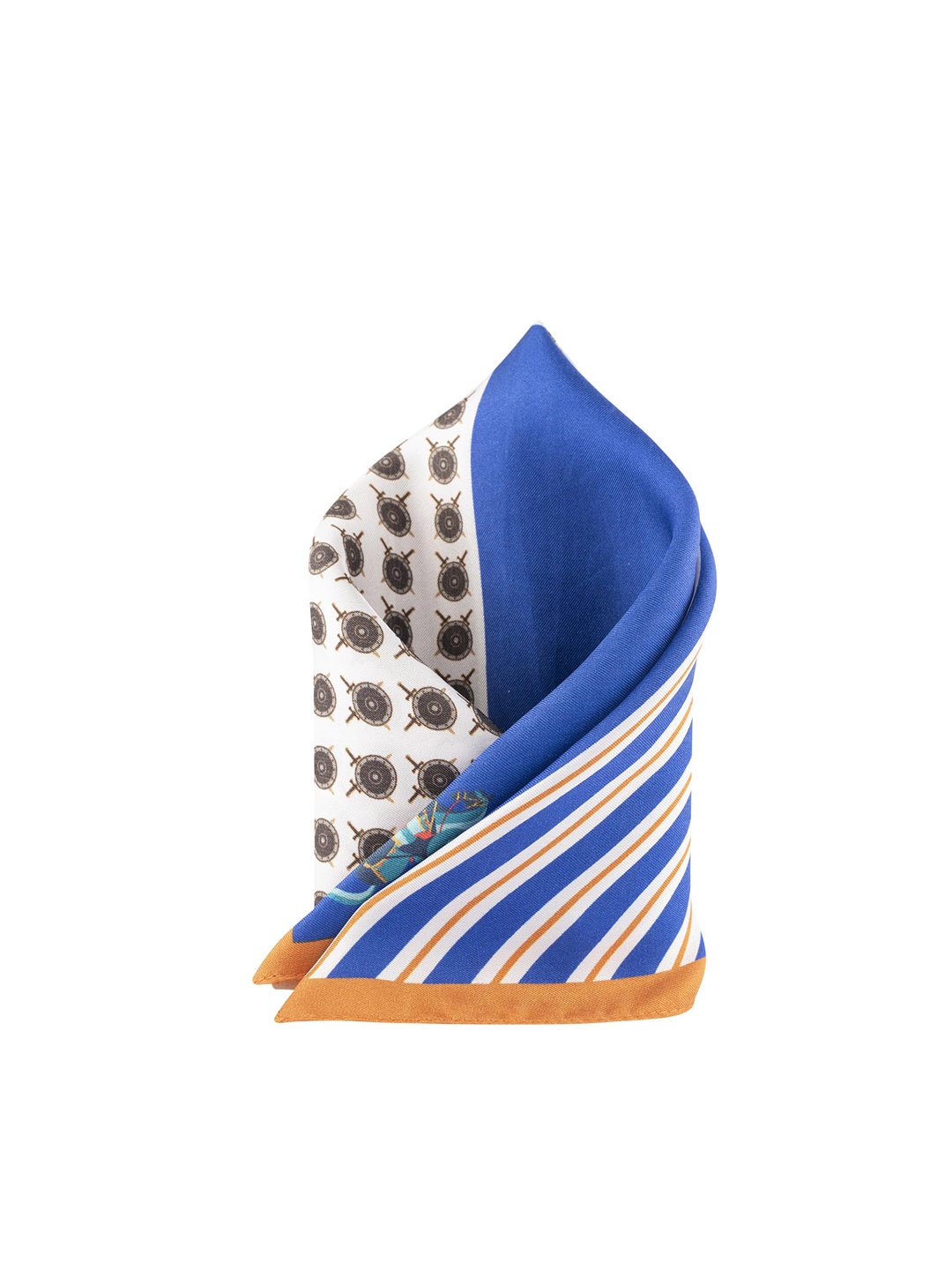 The Tie Hub Men Blue & Cream-Coloured Printed Pocket Square
