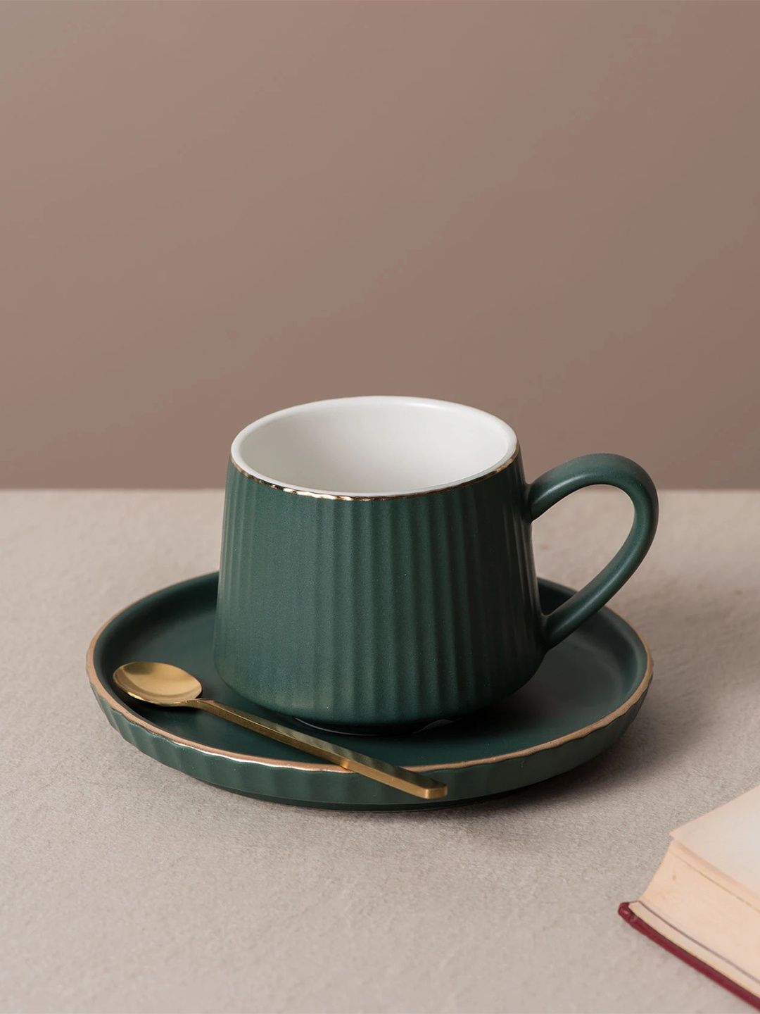 THEDECORKART Green Textured 'Olsen' Cup & Saucer