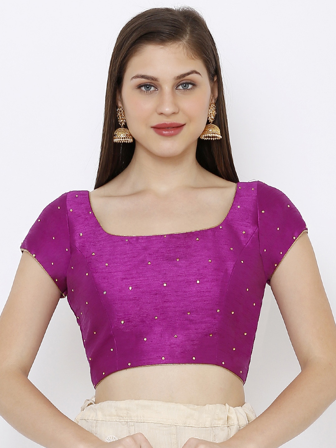 SALWAR STUDIO Women Purple Solid Dupion Silk Square Neck Solid Readymade Saree Blouse
SALWAR STUDIO Women Purple Solid Dupion Silk Square Neck Solid Readymade Saree Blouse