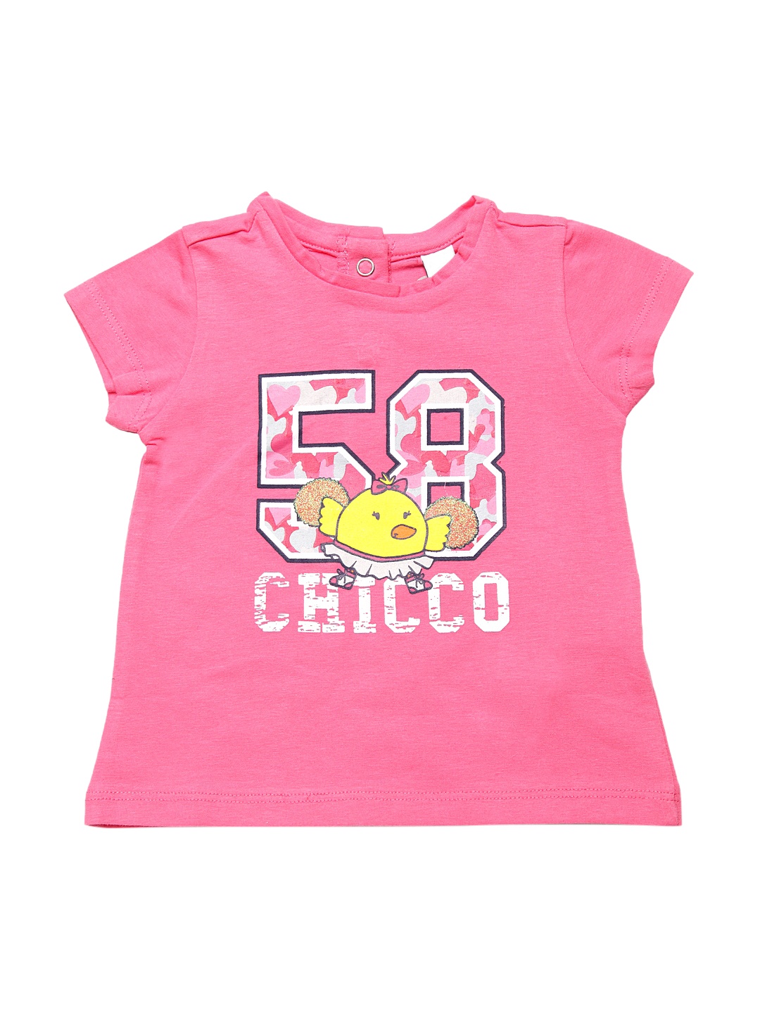 Chicco Girls Pink Printed Round Neck T-shirt