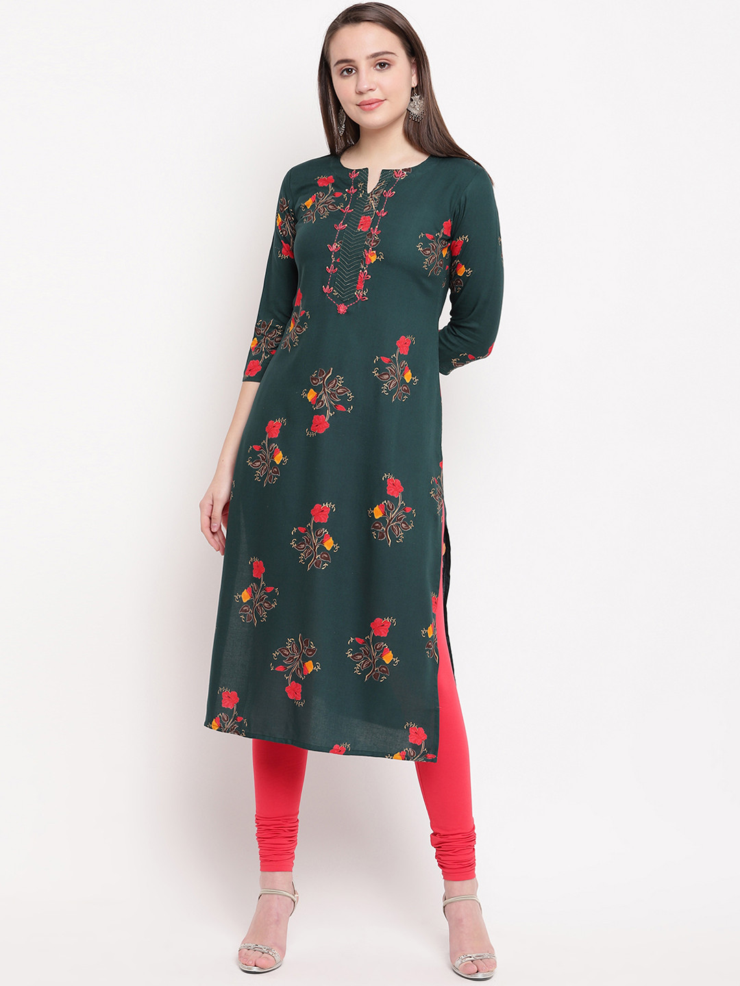 Vbuyz Women Green & Red Printed Straight Kurta
Vbuyz Women Green & Red Printed Straight Kurta