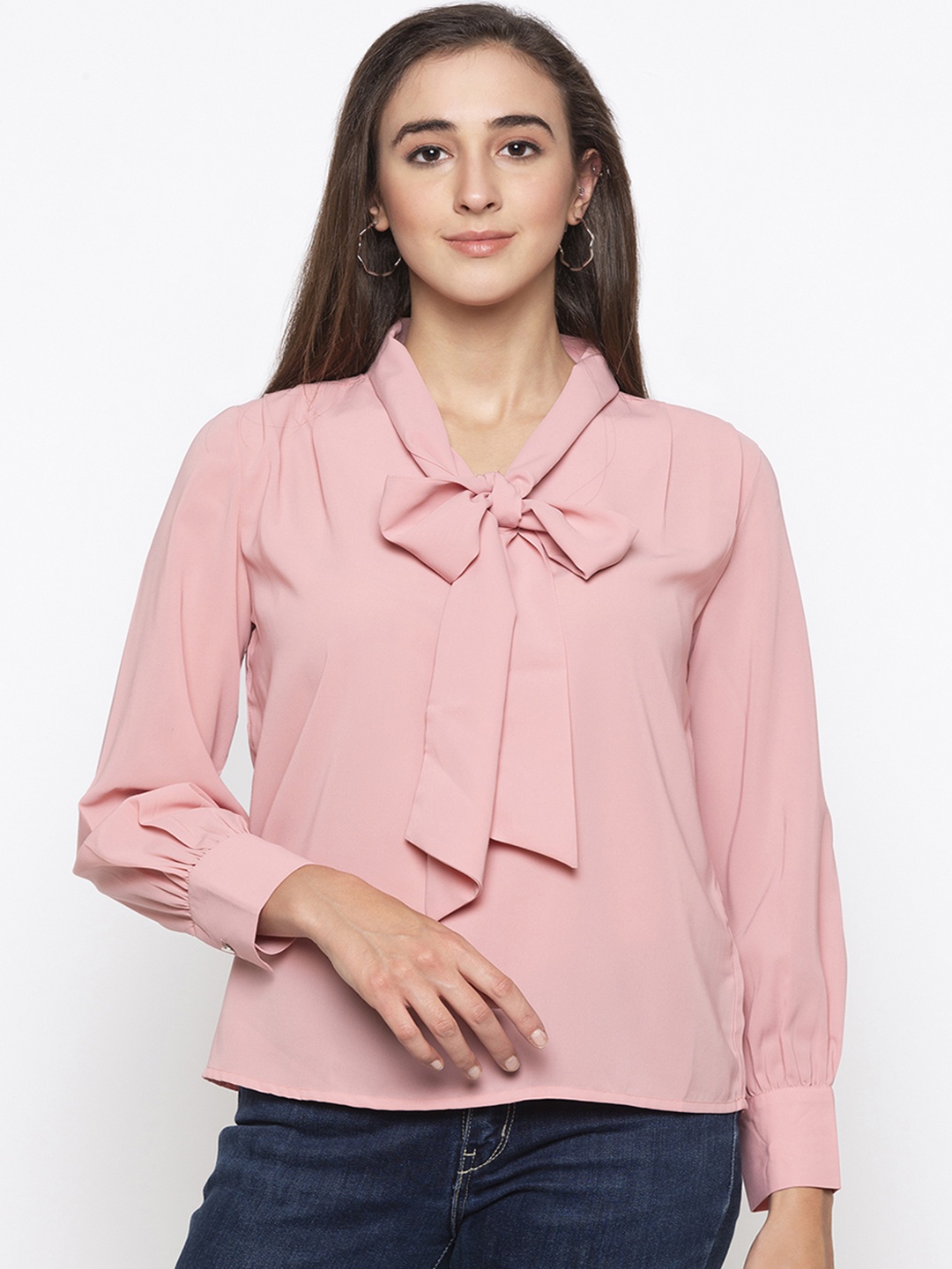 Globus Women Pink Solid Shirt Style Pure Cotton Top