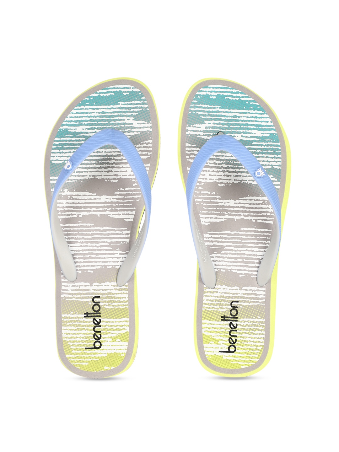 United Colors of Benetton Women Blue Printed Thong Flip-Flops