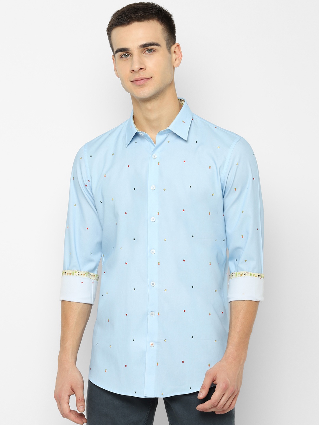 SIMON CARTER LONDON Men Blue Slim Fit Printed Casual Shirt