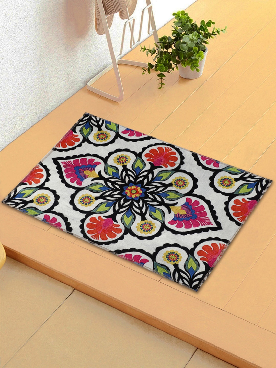 ROMEE White & Red Printed Doormat