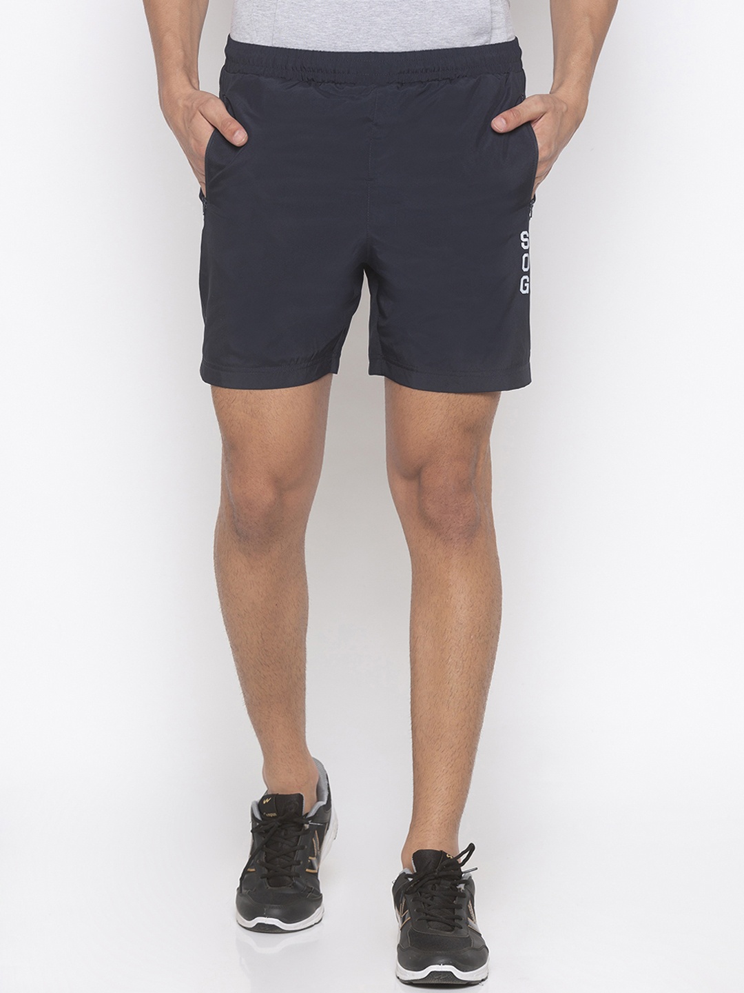 Globus Men Navy Blue Solid Slim Fit Regular Shorts