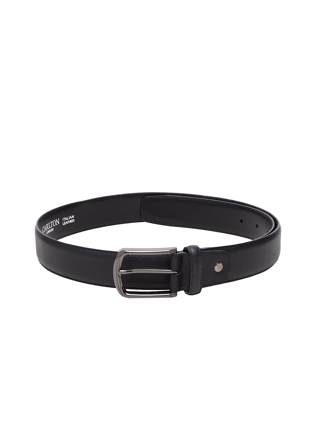 Carlton London Men Black Textured Leather Belt