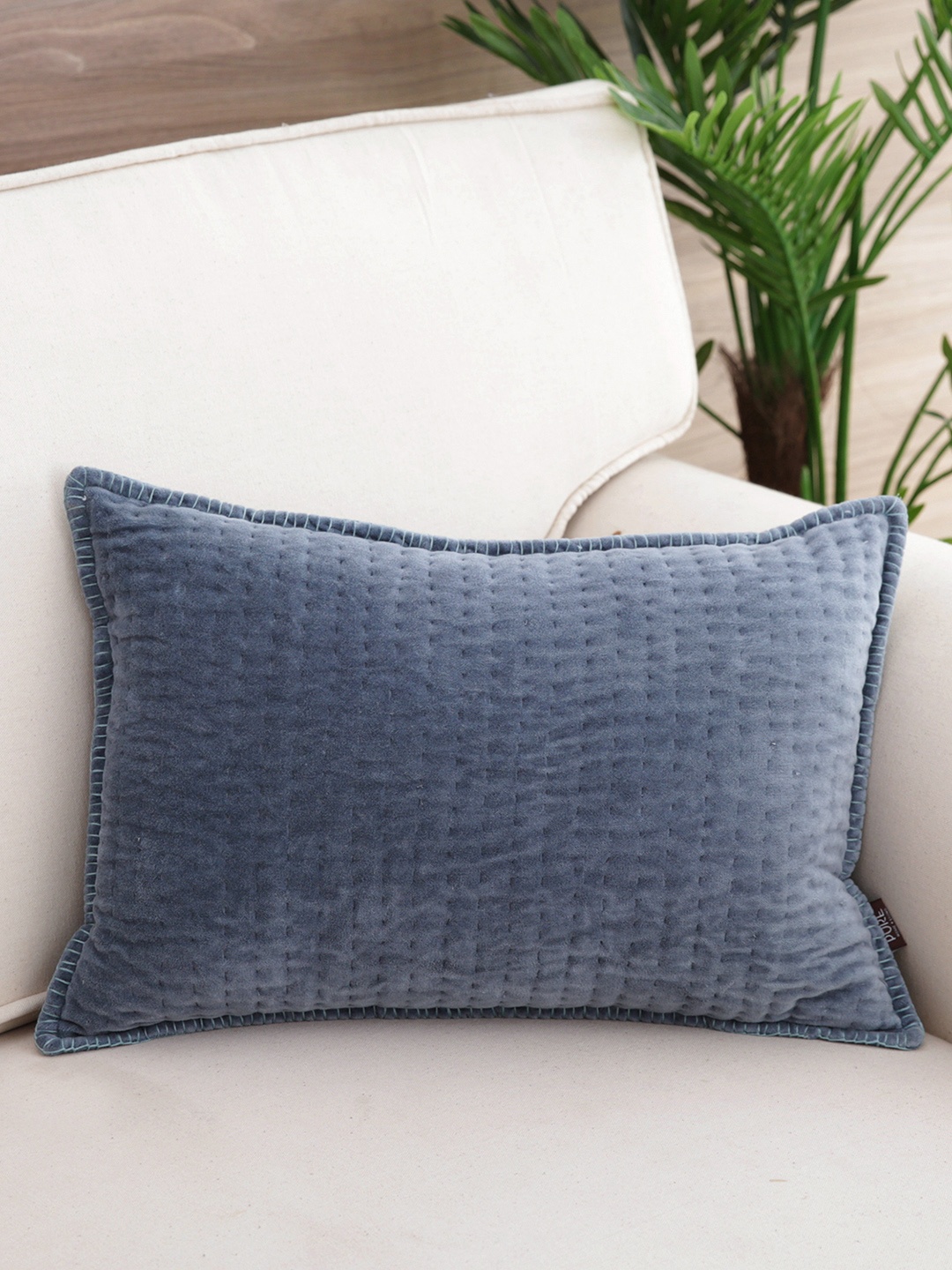 Pure Home and Living Blue Set of Single Solid Rectangle Cushion Covers