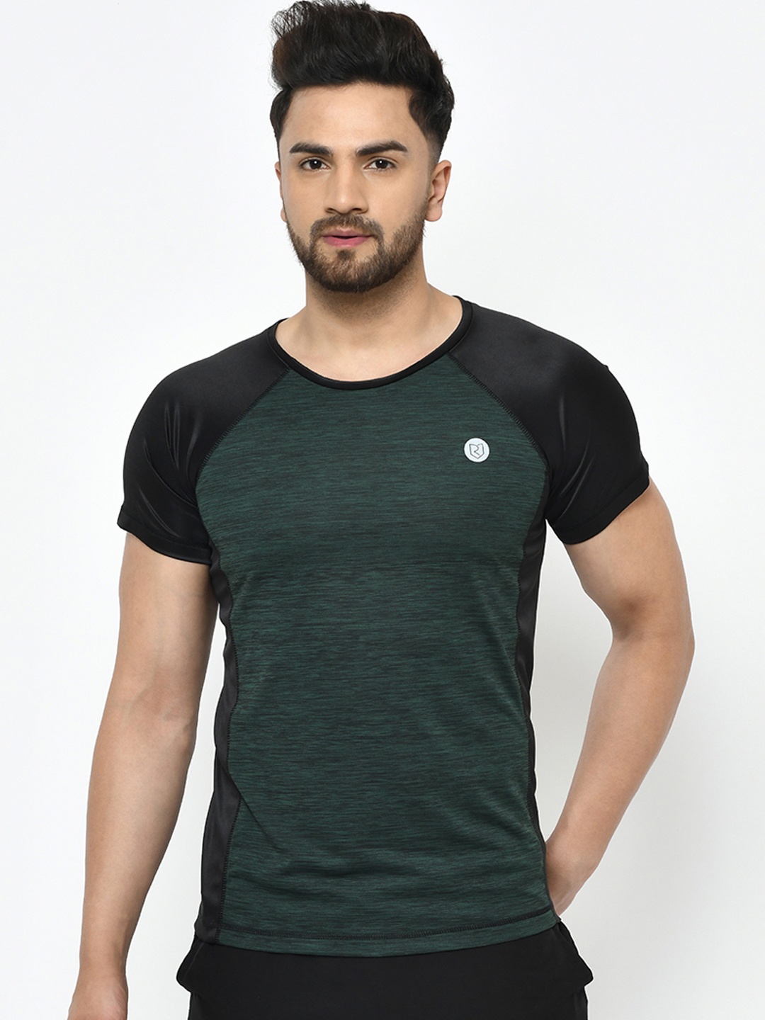 Rigo Men Green Colourblocked Running Round Neck T-shirt