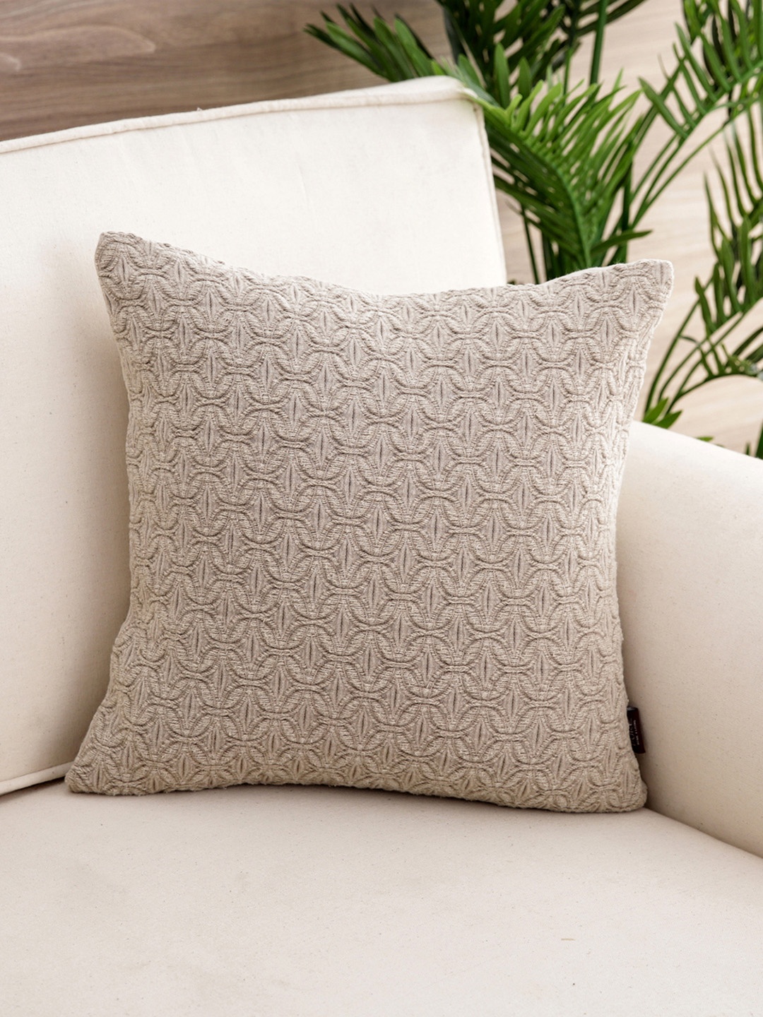 Pure Home and Living Beige Single Geometric Square Cushion Cover
