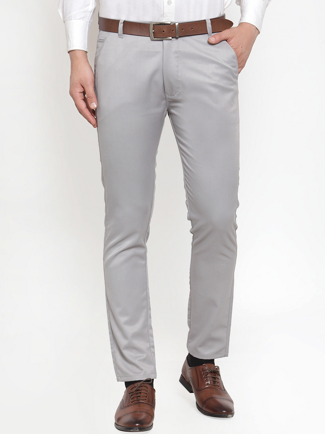 JAINISH Men Grey Smart Slim Fit Solid Formal Trousers 
JAINISH Men Grey Smart Slim Fit Solid Formal Trousers