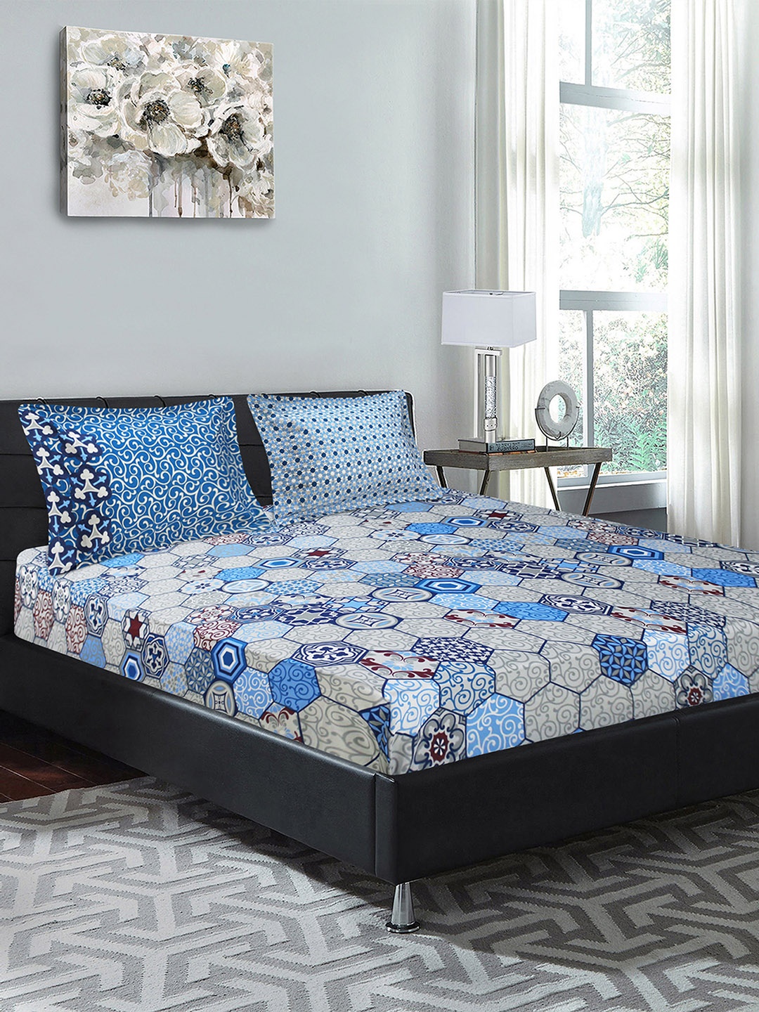 Good Homes by Home Candy Blue Abstract 210 TC Cotton 1 King Bedsheet with 2 Pillow Covers
Good Homes by Home Candy Blue Abstract 210 TC Cotton 1 King Bedsheet with 2 Pillow Covers