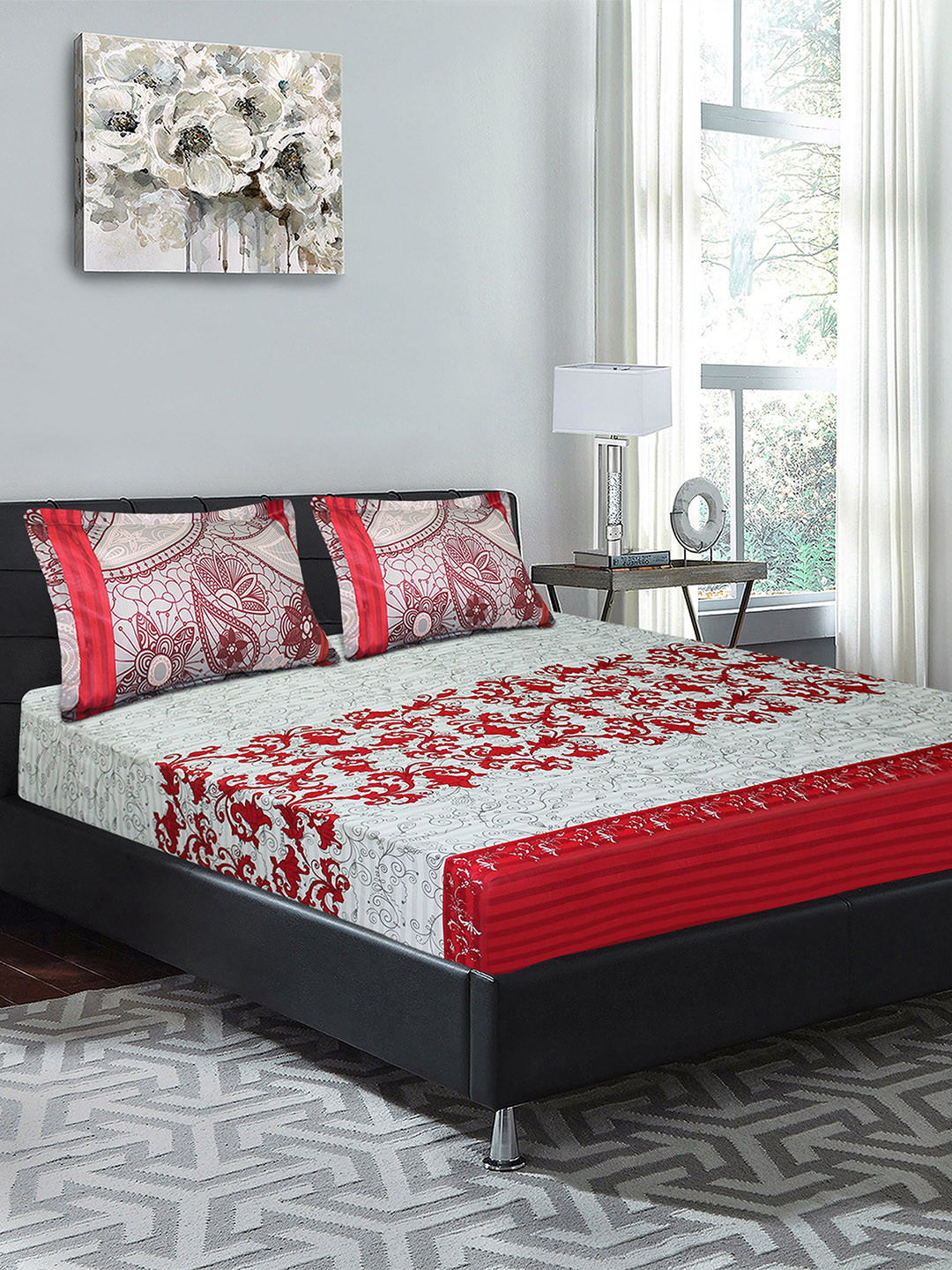 Good Homes by Home Candy Red & Grey Ethnic Motifs 210 TC Cotton 1 King Bedsheet with 2 Pillow Covers
Good Homes by Home Candy Red & Grey Ethnic Motifs 210 TC Cotton 1 King Bedsheet with 2 Pillow Covers