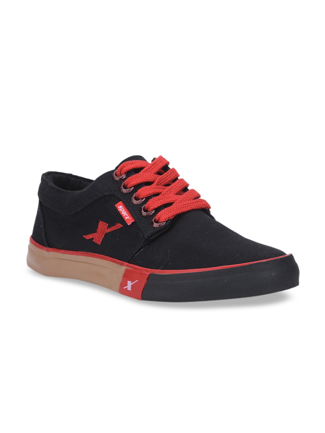 Sparx Men Black & Red Solid Sneakers