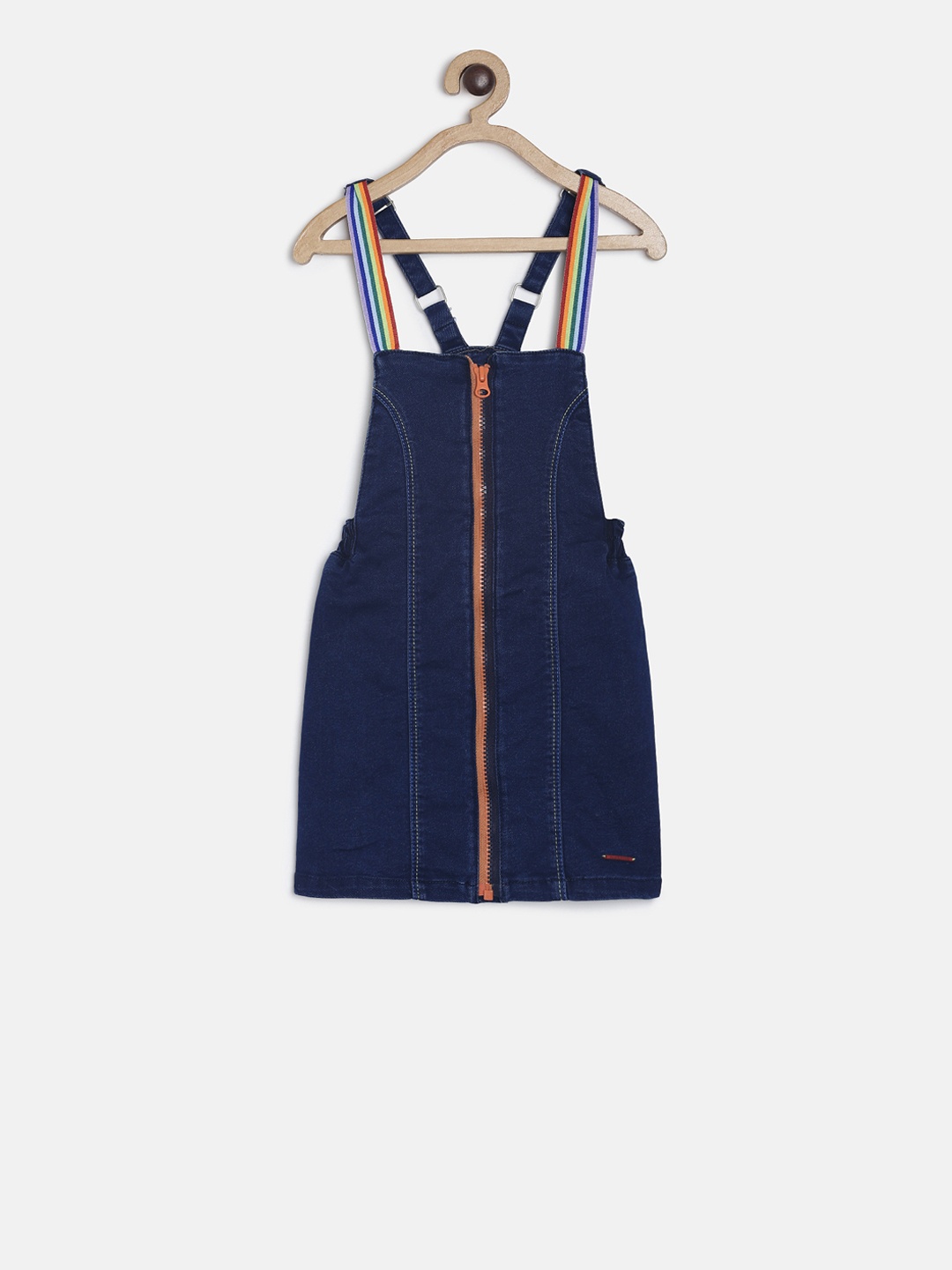 TALES & STORIES Girls Blue Solid Pinafore Dress