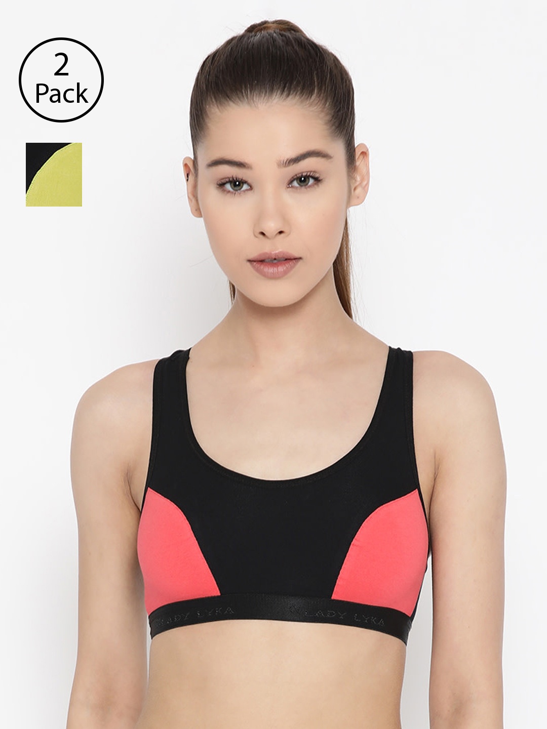 Lady Lyka Pack of 2 Colourblocked Non-Wired Non Padded Sports Bra ROSES-GRN-PLM, Green
Lady Lyka Pack of 2 Colourblocked Non-Wired Non Padded Sports Bra ROSES-GRN-PLM, Green