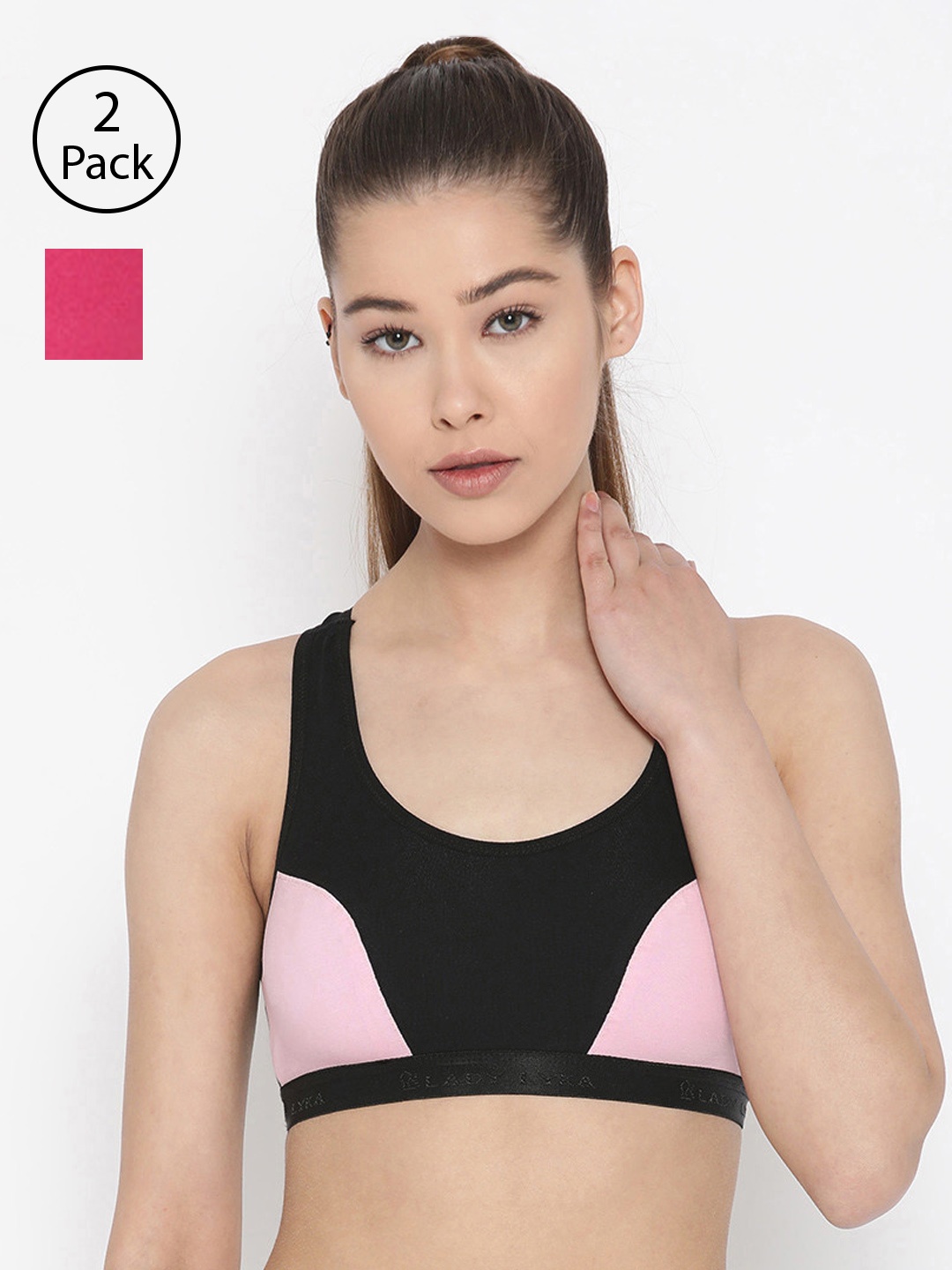Lady Lyka Pack of 2 Colourblocked Non-Wired Non Padded Sports Bras ROSES-FCA-PNK, Rose
Lady Lyka Pack of 2 Colourblocked Non-Wired Non Padded Sports Bras ROSES-FCA-PNK, Rose