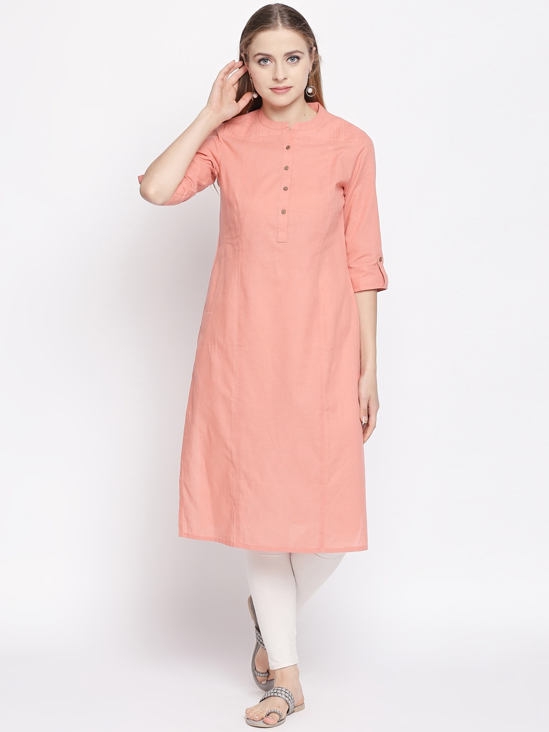 RANGMANCH BY PANTALOONS Women Pink Solid Straight Kurta