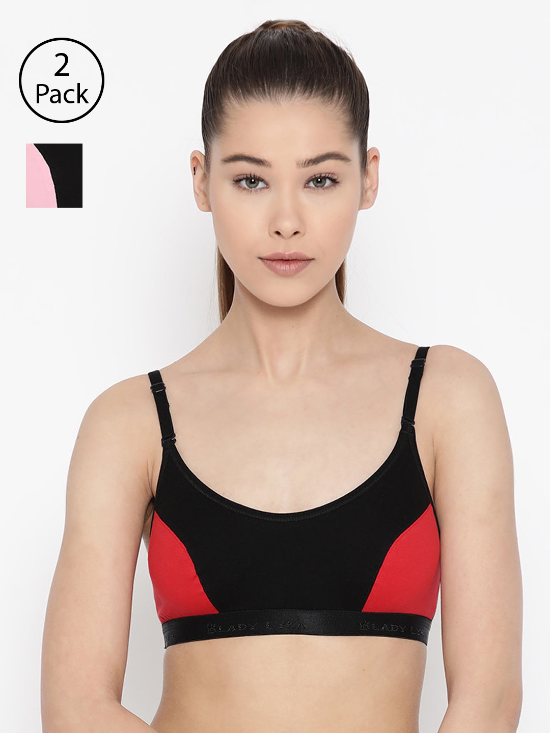 Lady Lyka Pack Of 2 Colourblocked Non-Wired Non Padded Sports Bras VELOCITY, Pink
Lady Lyka Pack Of 2 Colourblocked Non-Wired Non Padded Sports Bras VELOCITY, Pink