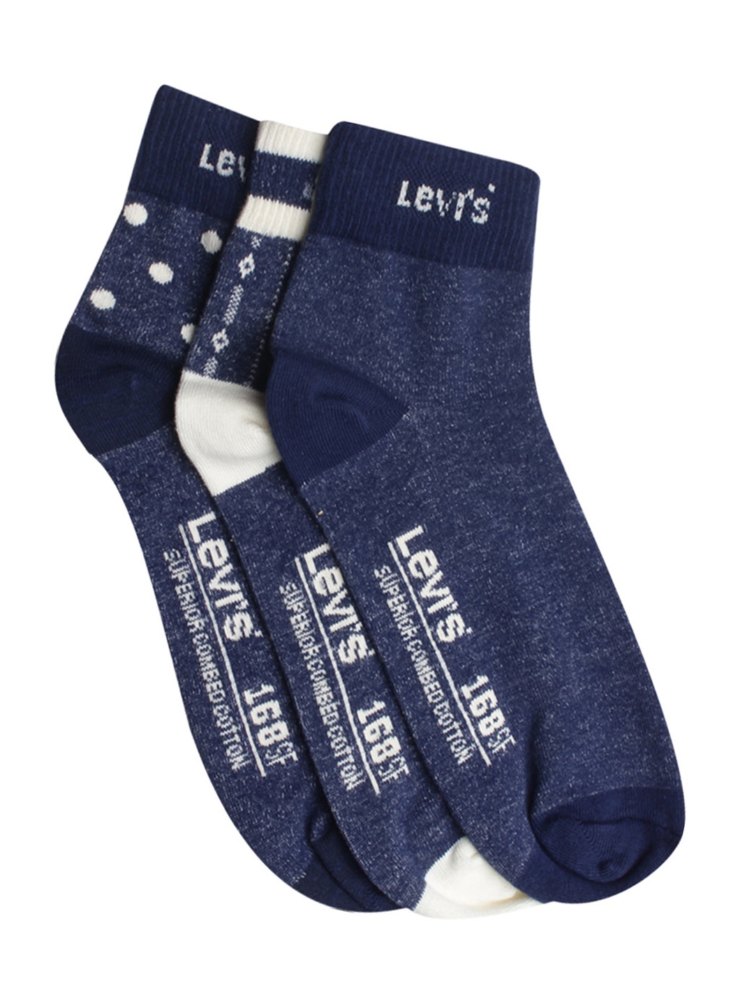Levis Men Pack of 3 Assorted Ankle-Length Socks