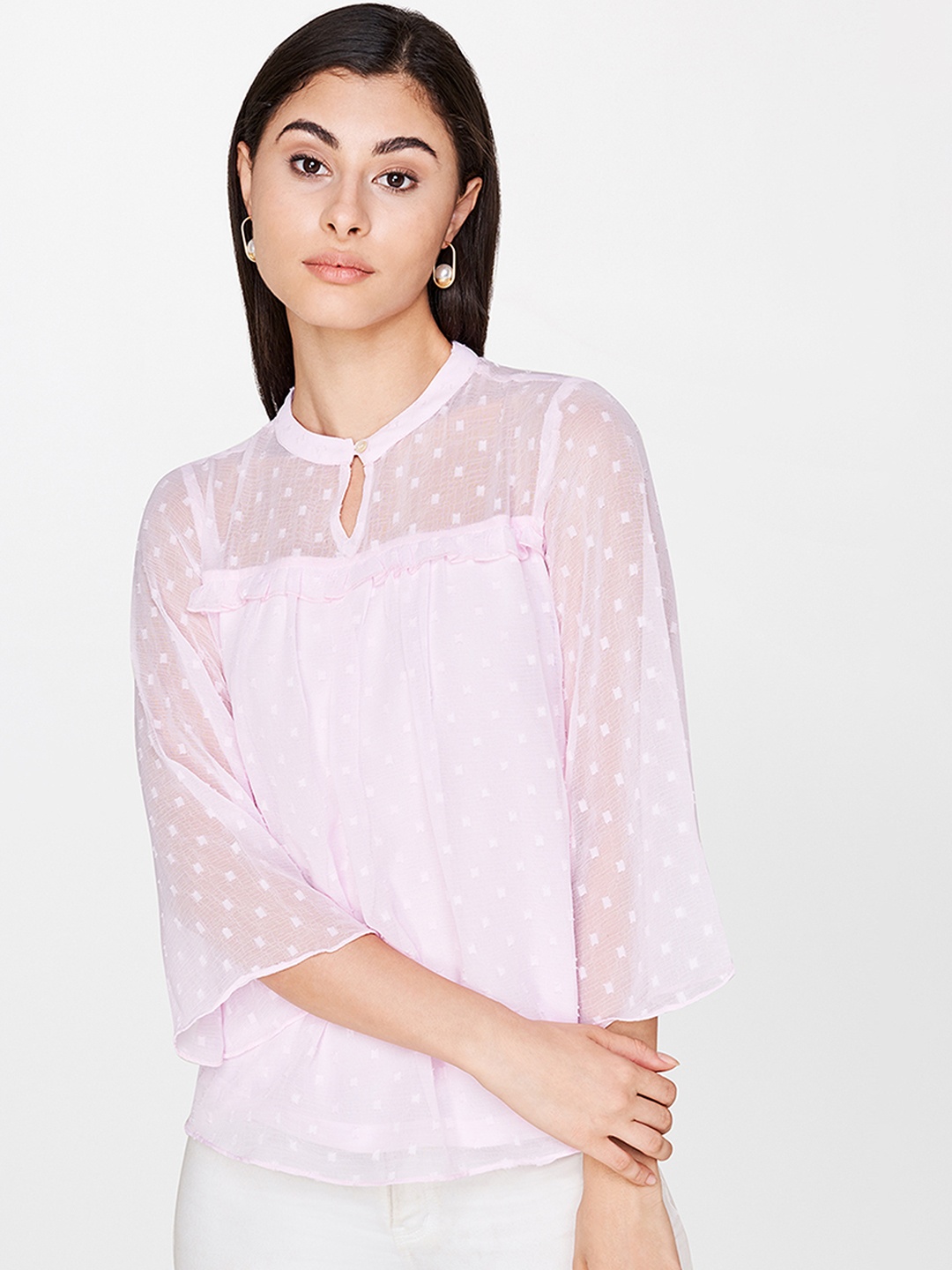 AND Women Pink Self Design Top