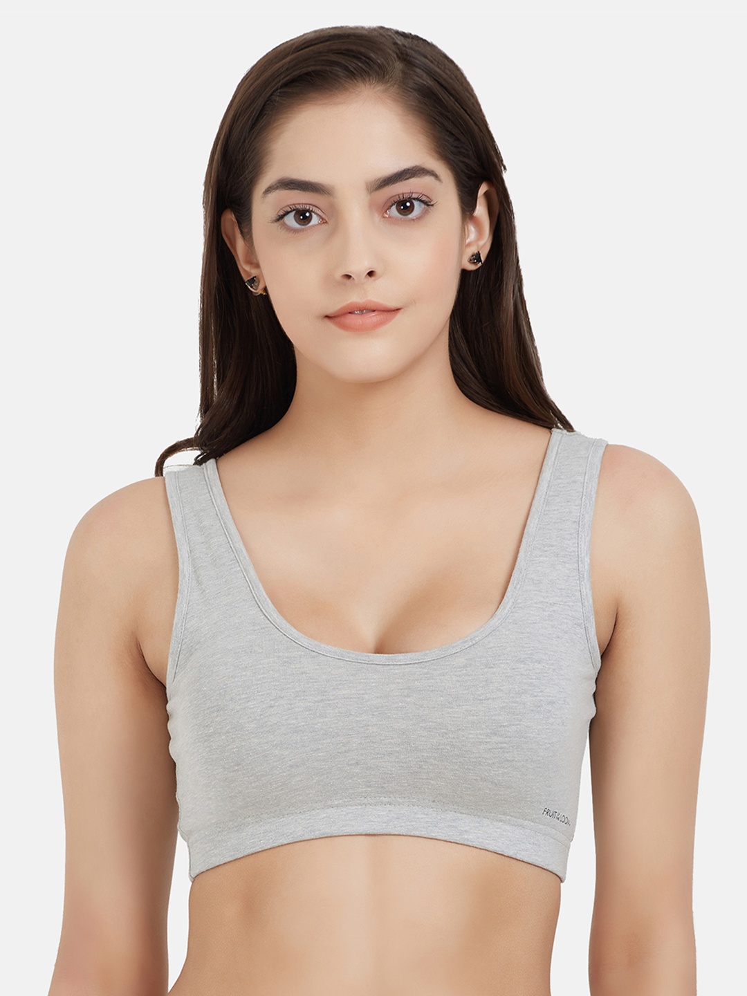 Fruit of the loom Flex Grey Solid Non-Wired Non Padded Sports Bra FSTS01-N-A1S3