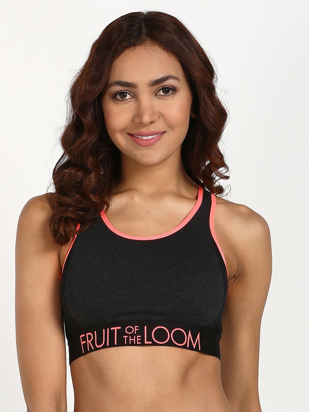 Fruit of the loom Charcoal Solid Non-Wired Non Padded Sports Bra FATS01-A1S4