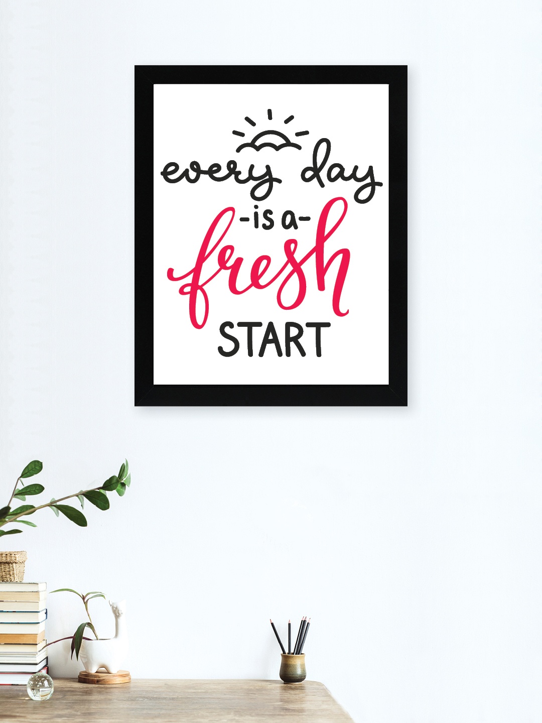 nest ART White & Black Motivational Thoughts Printed Framed Wall Art