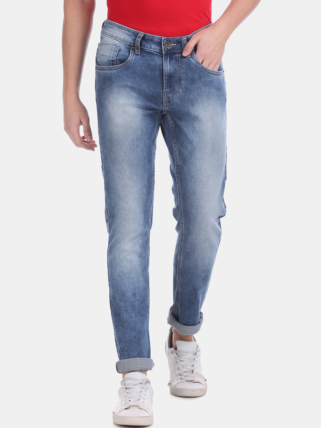 Flying Machine Men Blue Skinny Fit Low-Rise Clean Look Stretchable Jeans