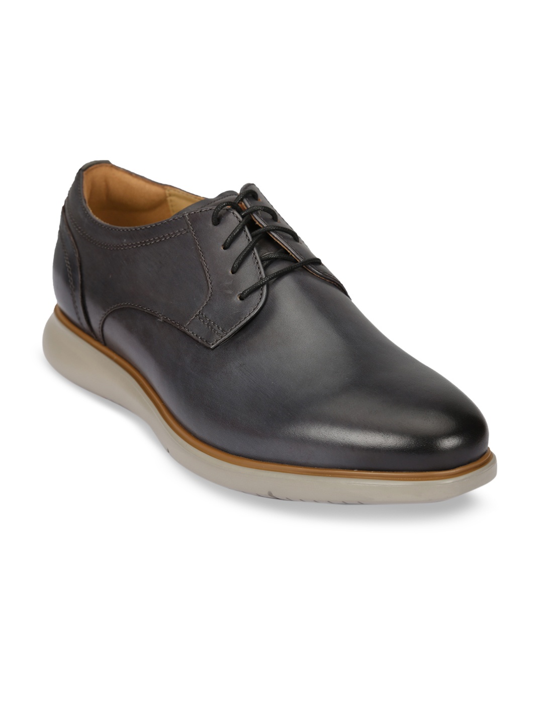 Florsheim Men Charcoal Grey Leather Derbys