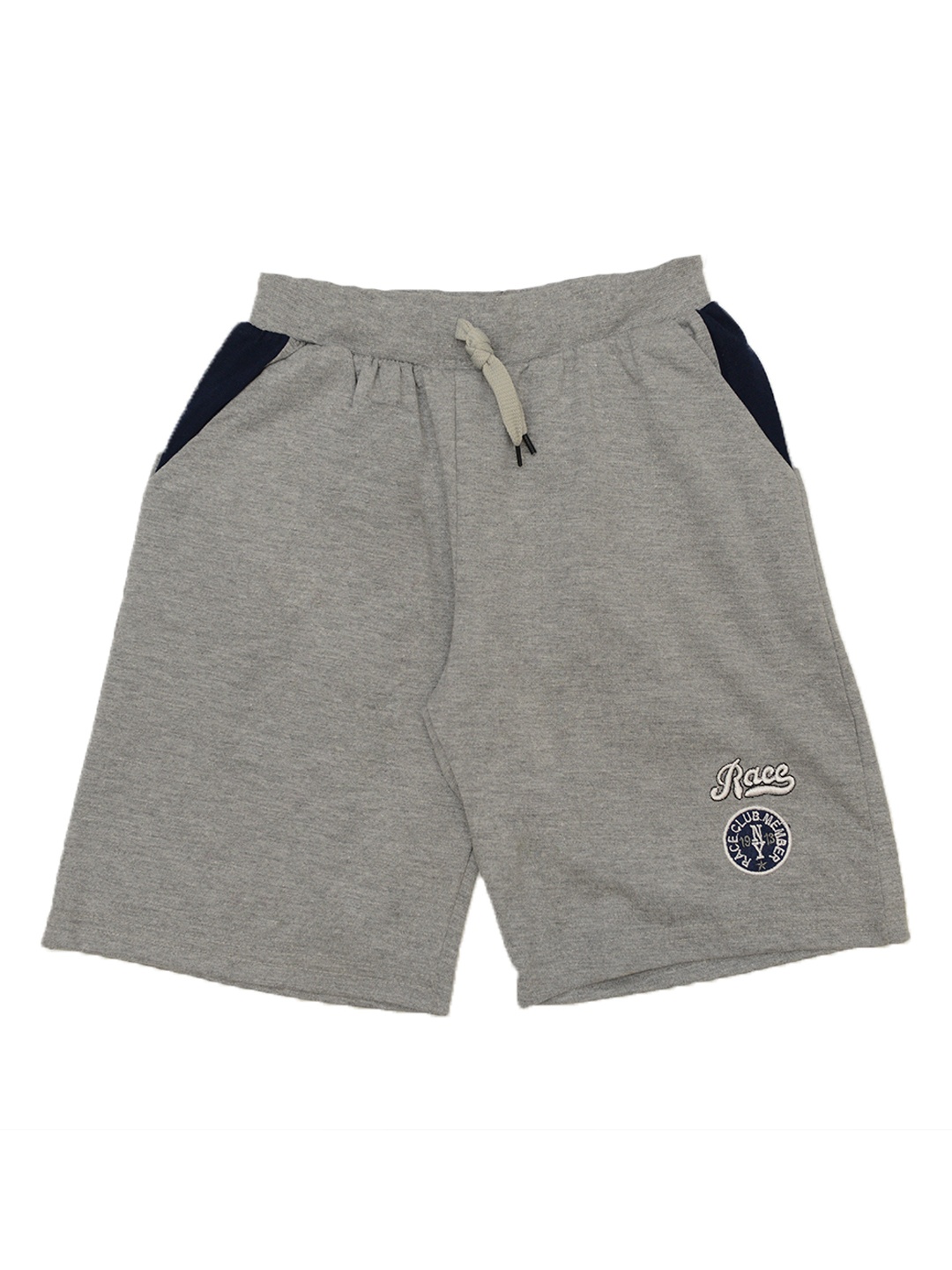 TINY HUG Boys Grey Melange Solid Regular Shorts