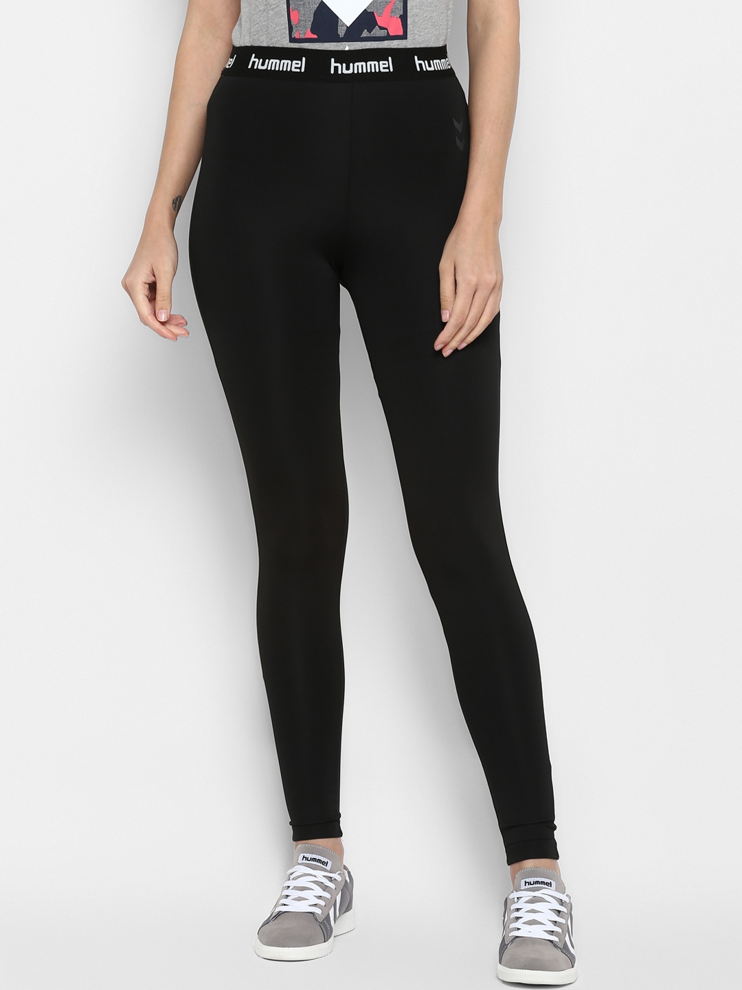 hummel Women Black Solid Tights