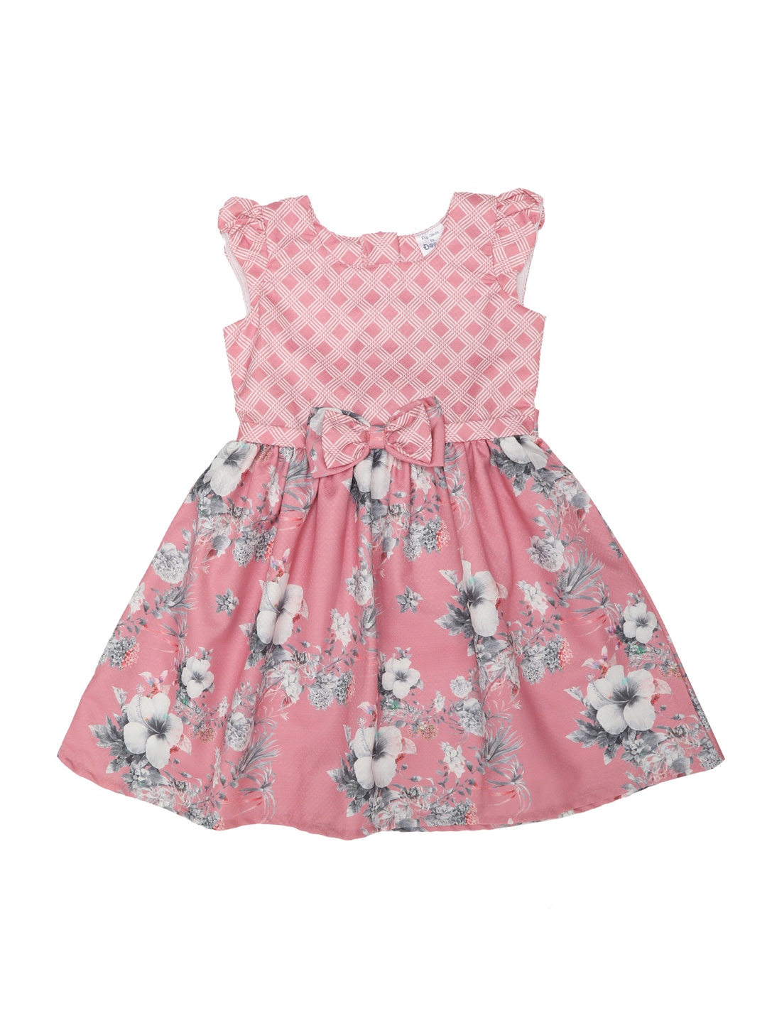 Doodle Girls Pink Floral Print Fit and Flare Dress