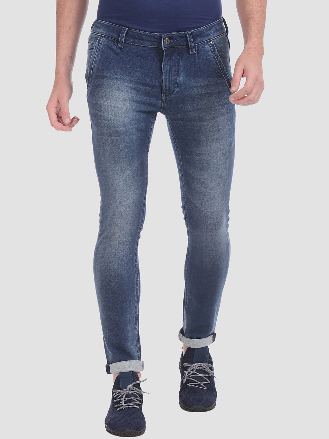 Flying Machine Men Blue Skinny Fit Low-Rise Clean Look Stretchable Jeans