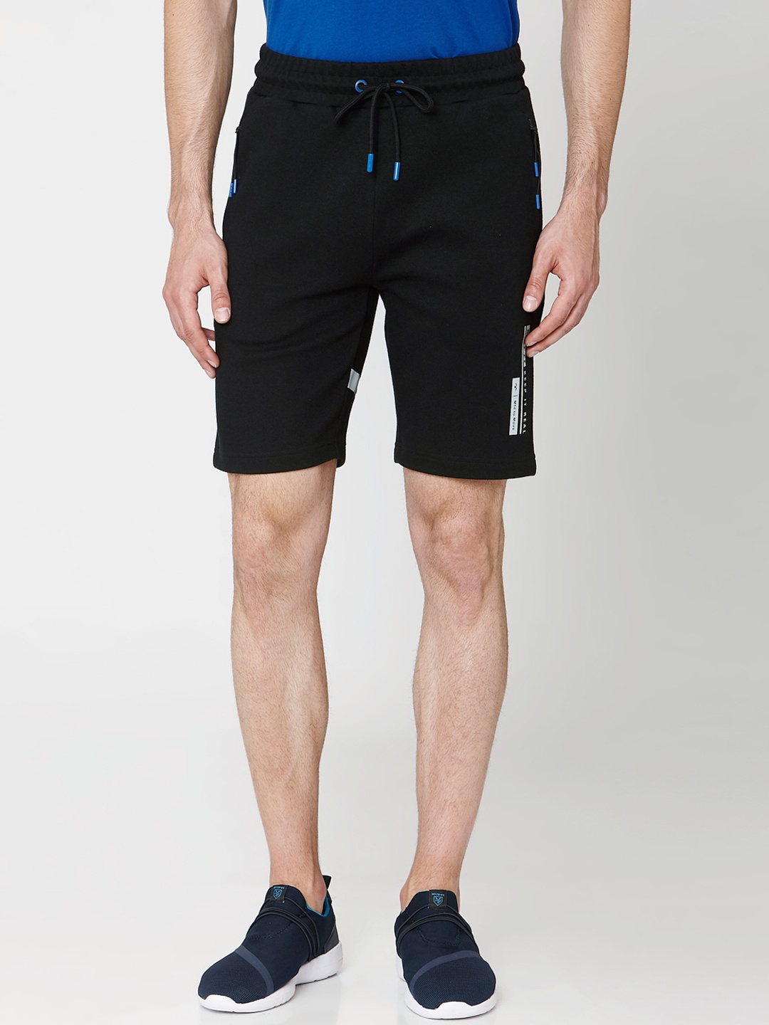 Mufti Men Black Printed Regular Fit Regular Shorts