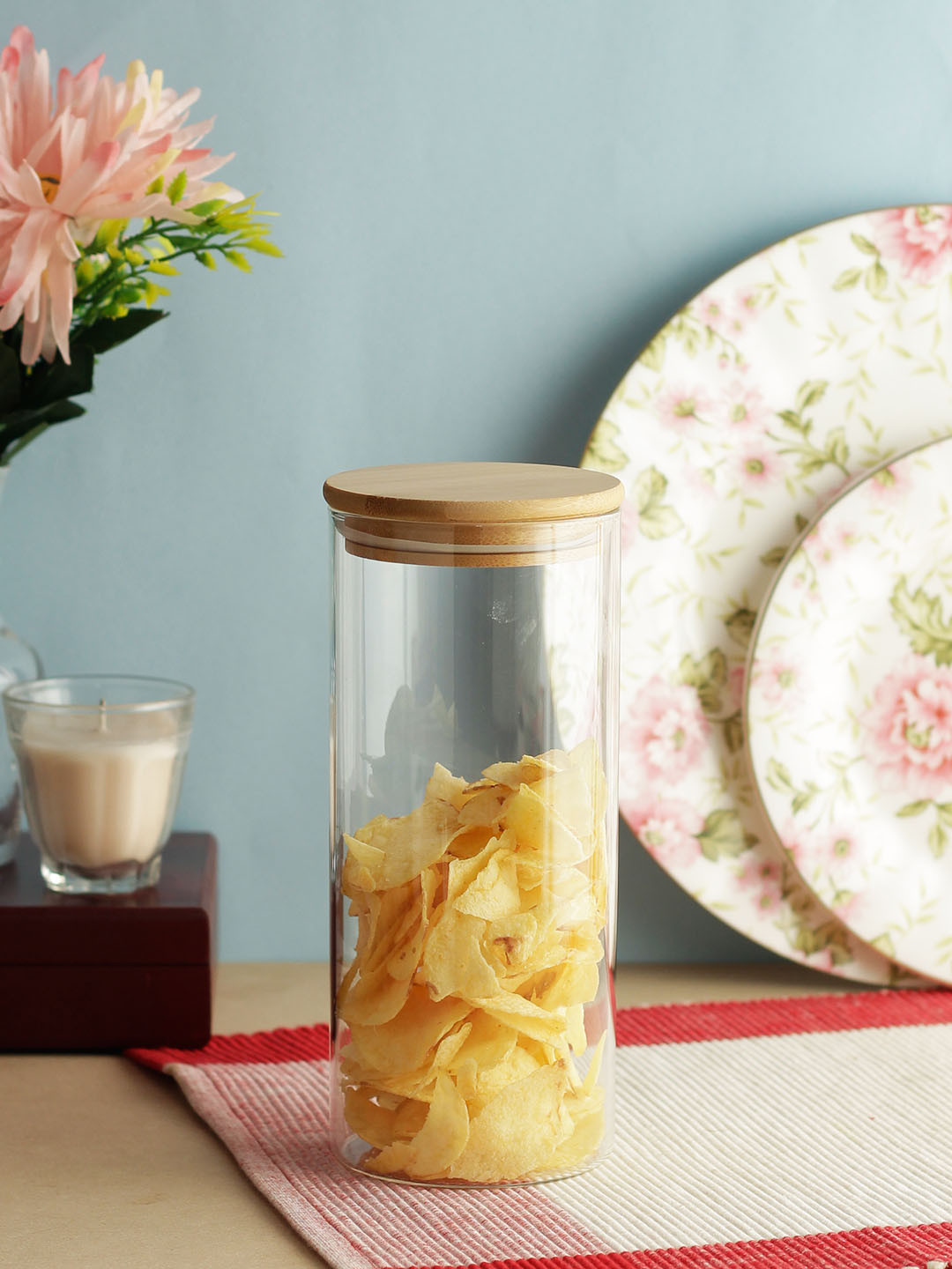 INCRIZMA Transparent & Bege Solid Glassware Airtight Glass Storage Jar With Bamboo Lid
INCRIZMA Transparent & Bege Solid Glassware Airtight Glass Storage Jar With Bamboo Lid