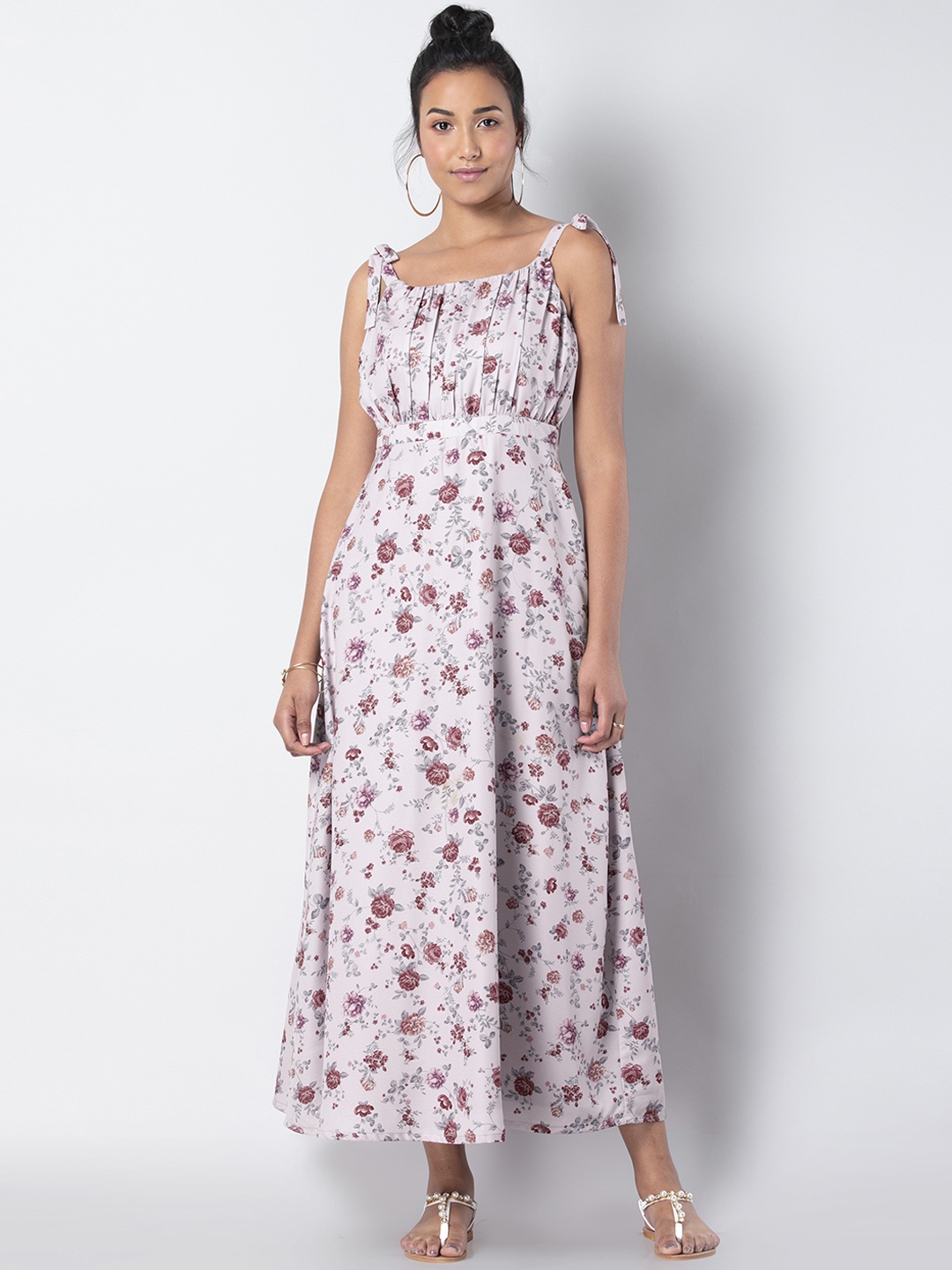 FabAlley Women Lavender Printed A-Line Dress