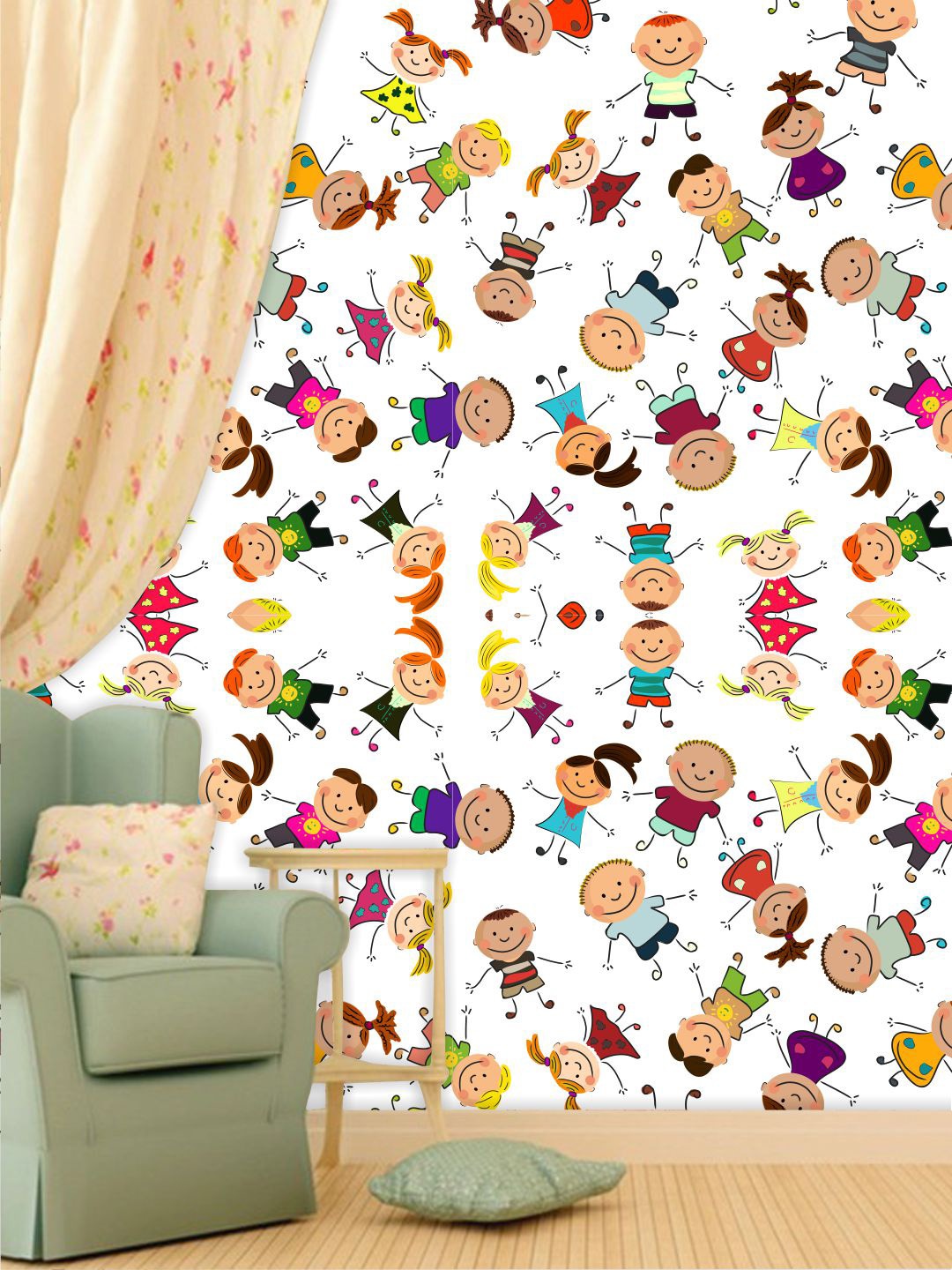 PAPER PLANE DESIGN White & Beige Printed Waterproof Vinyl Wallpaper