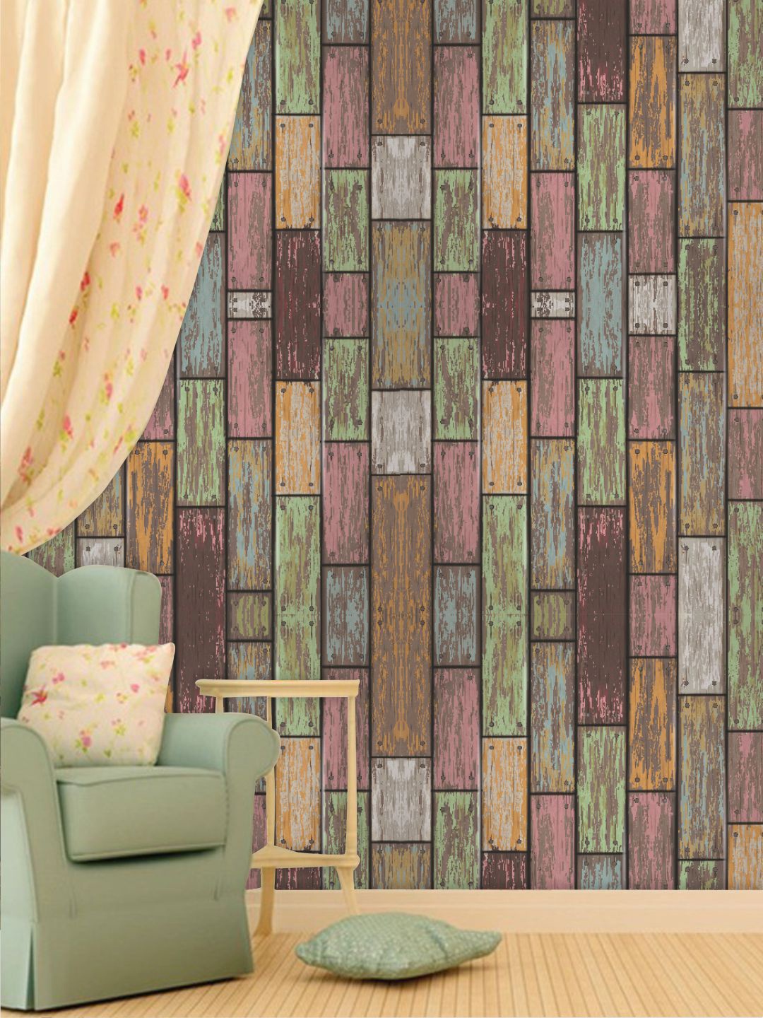 PAPER PLANE DESIGN Green & Pink Abstract Waterproof Vinyl Wallpaper