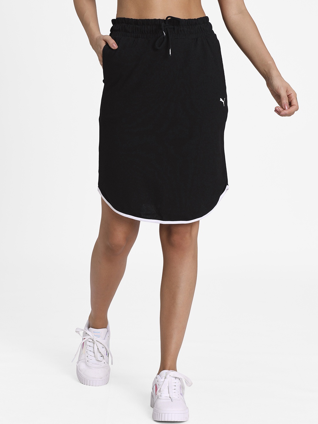 Puma Women Black Solid Straight Summer Skirt