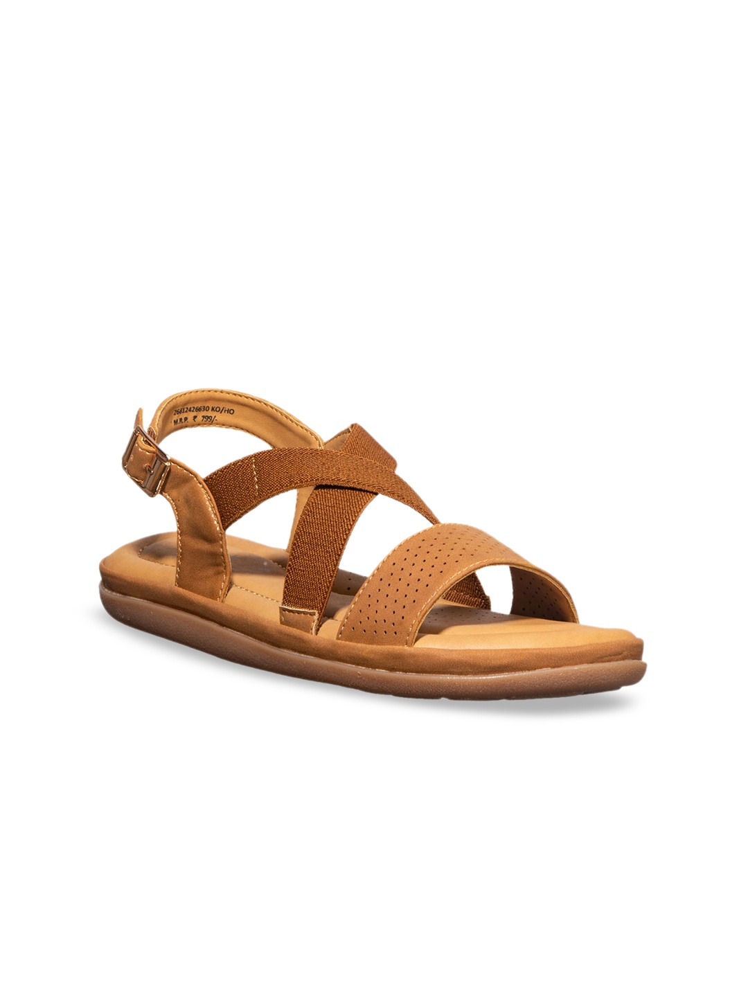 Khadims Women Tan Brown Solid Open Toe Flats