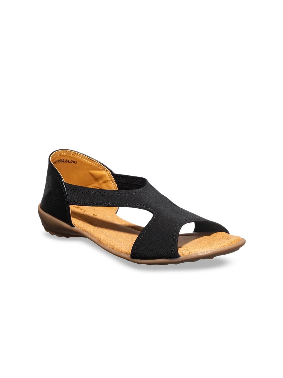 Khadims Women Black Solid Open Toe Flats
