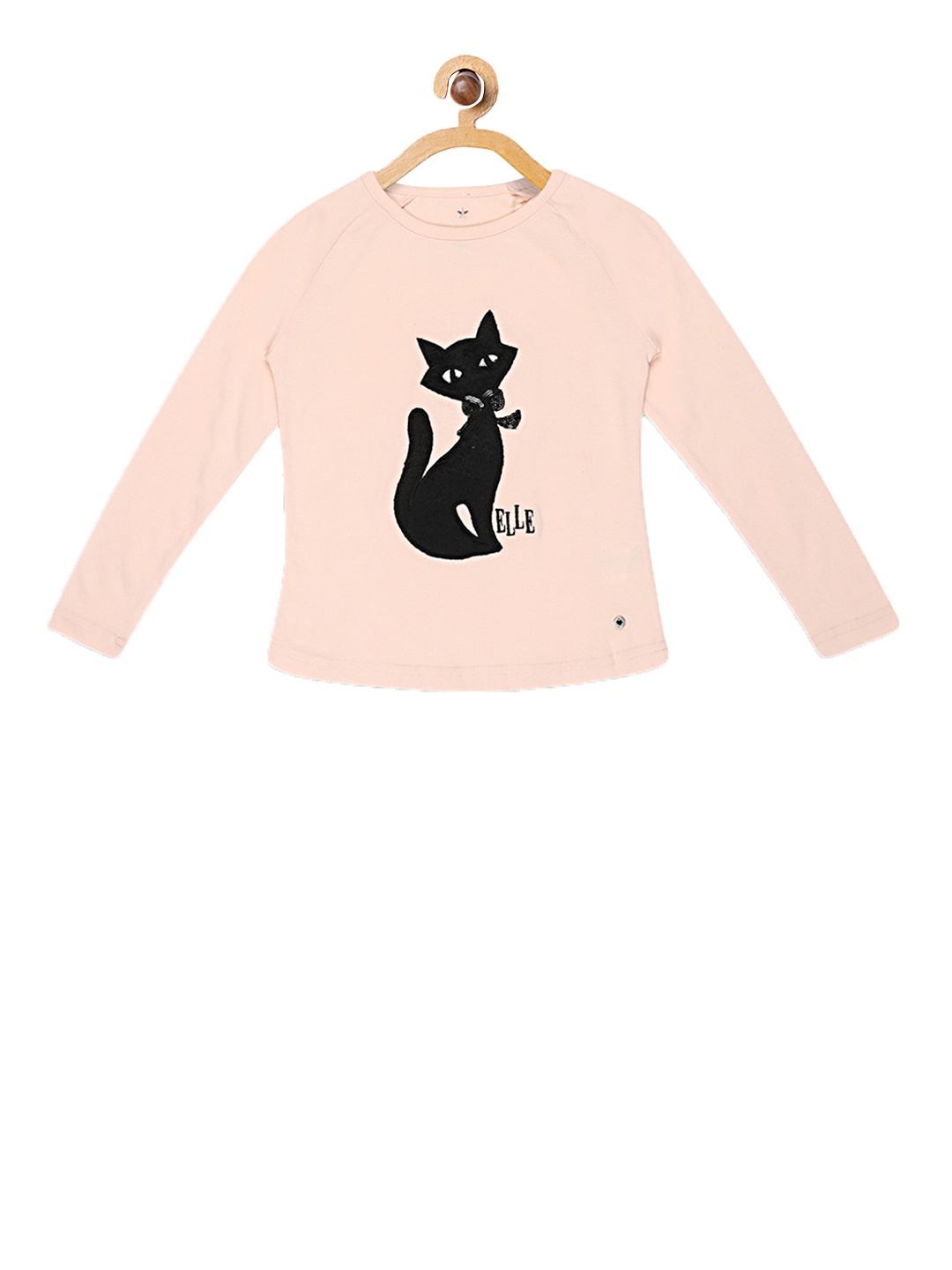 ELLE Girls Pink Printed Round Neck T-shirt