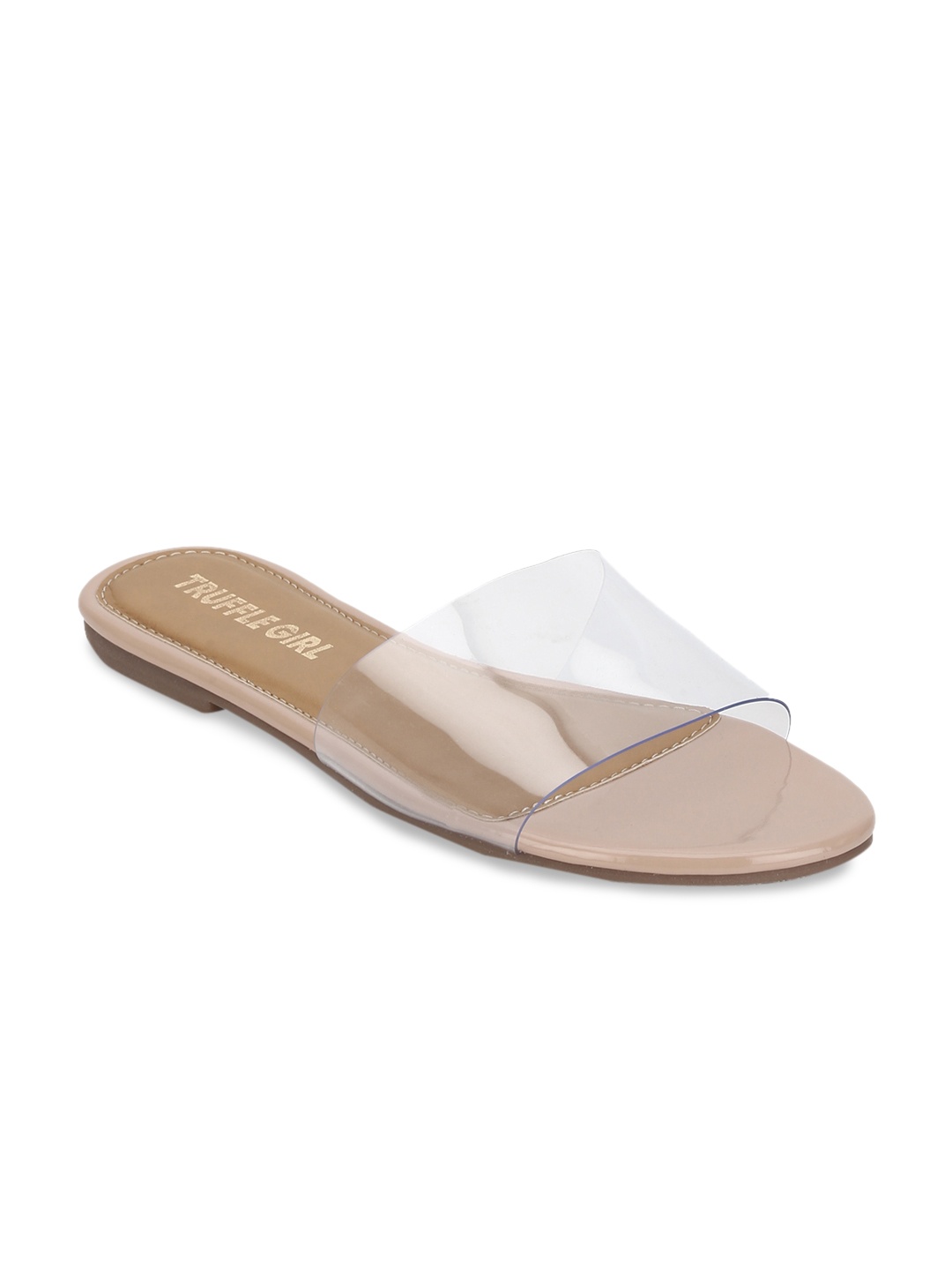 Truffle Collection Women Transparent Solid Open Toe Flats