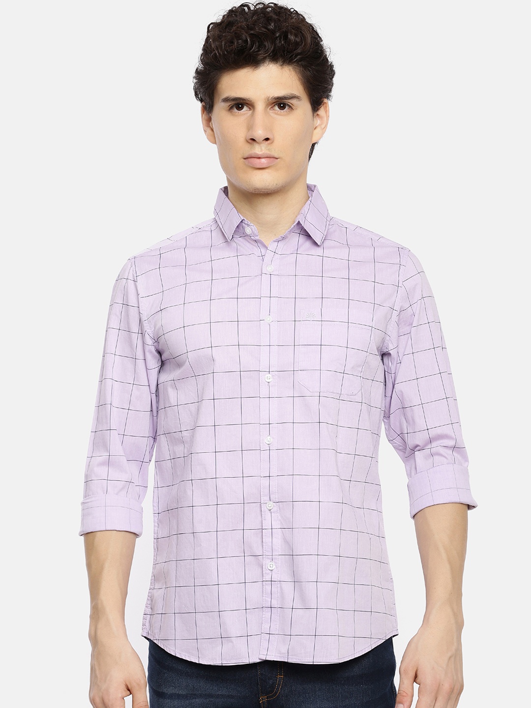 Chennis Men Purple Slim Fit Checked Casual Shirt