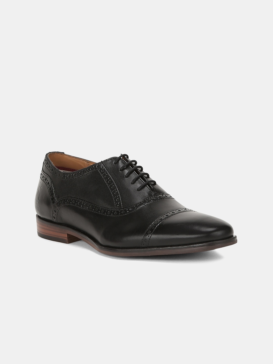 U.S. Polo Assn. Men Black Solid Kosmo Leather Formal Oxfords