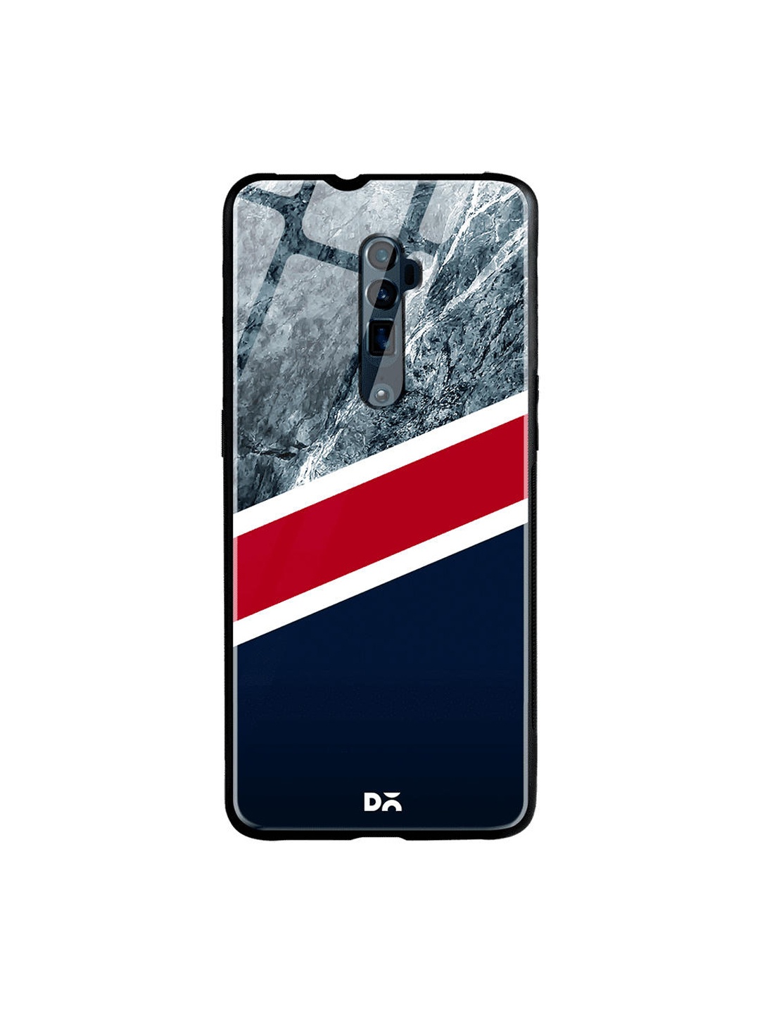 DailyObjects Navy Blue & Red Marble New England Oppo Reno 10X Glass Mobile Case Cover
